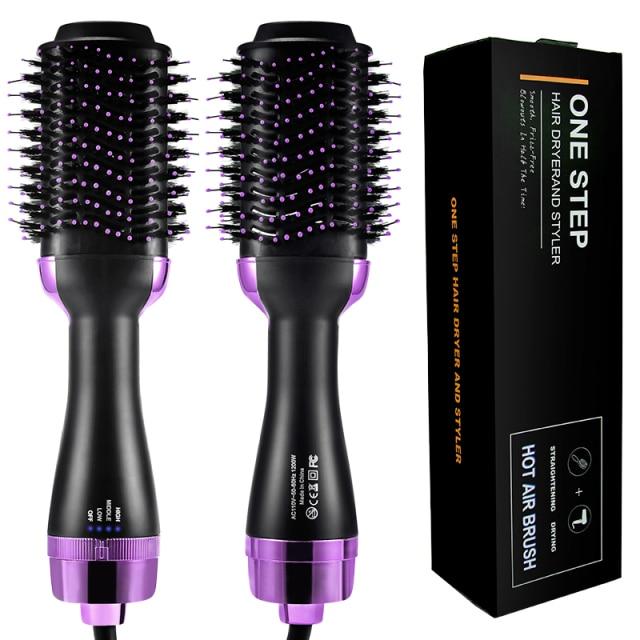 One Step Hair Dryer & Volumizer Salon Hot Air Paddle Styling Brush Negative Ion Generator Hair Straightener Curler askddeal.com