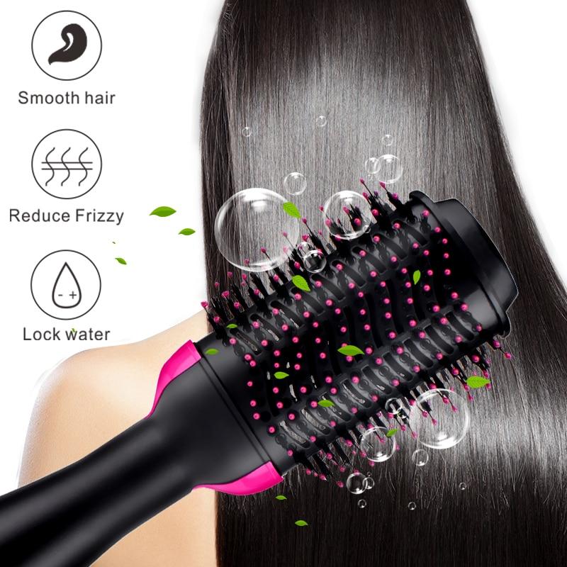 One Step Hair Dryer & Volumizer Salon Hot Air Paddle Styling Brush Negative Ion Generator Hair Straightener Curler askddeal.com