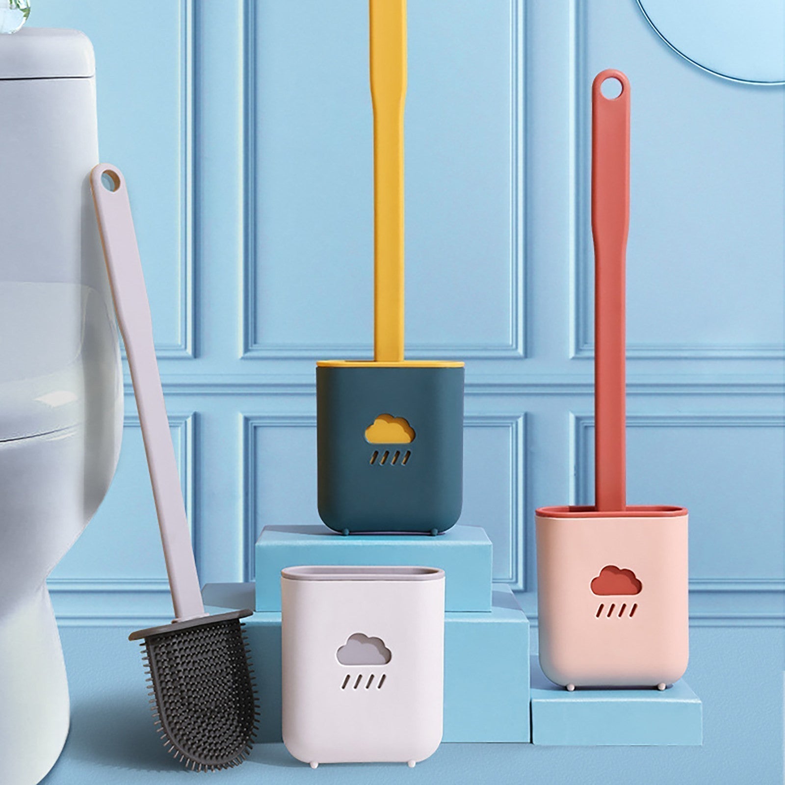 Silicone wall-mounted toilet brush